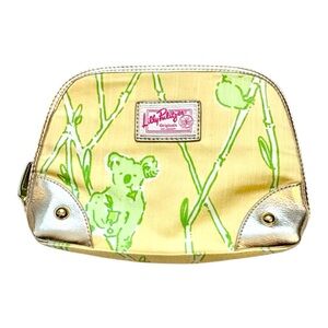 Lilly Pulitzer Bon Voyage Koala Yellow and Green Zip Up Cosmetic/Accessory Bag